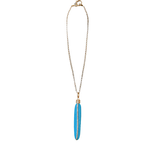 14k Carved Turquoise Feather Pendant